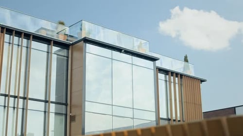 Modern Glass Facade of Warehouse