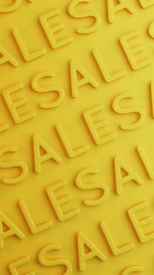 Fond avec vente de ballons jaunes, texte gonflant, animation 3D, vidéo verticale