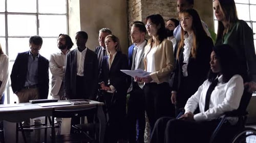 Business group of people working inside finance investment office