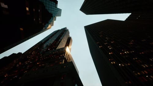 View Looking Up at High Rise Buildings