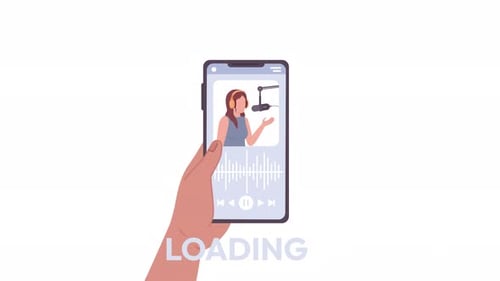 Carregador de plataforma de podcast animado