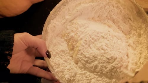 Mixing ingredients in a bowl, baking
