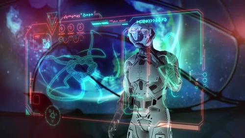 An Astronaut Explores An Alien Biological Organism