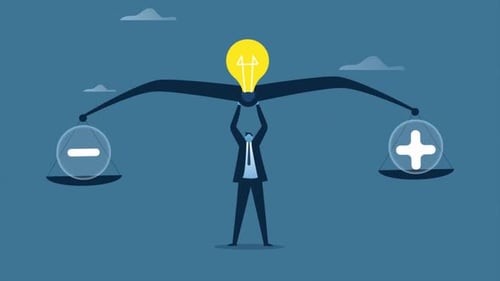 Positive And Negative İdea Business Flat Animation Background Loop 4k