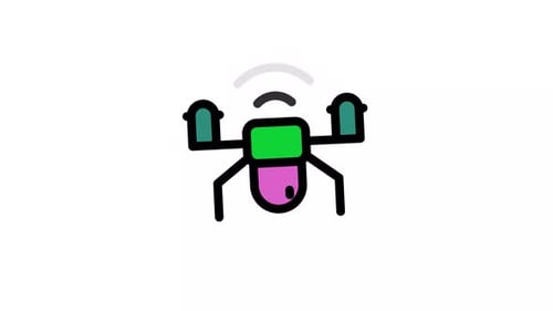 Animated Sketch Drone Icon with Signal Waves