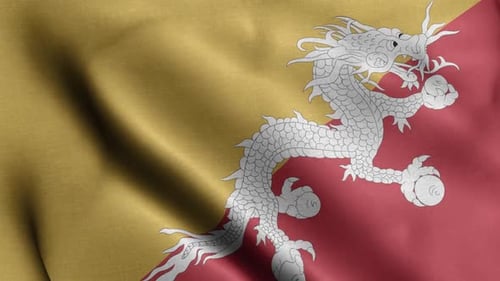 Realistic Waving Flag of Bhutan Loop Animation