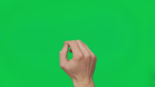 Male Hand Touching Clicking Tapping Sliding and Swiping on Chroma Key Green Screen Background
