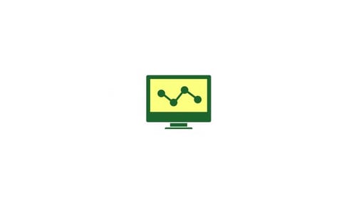 Flat Design Animation of Data Graph on Computer Monitor