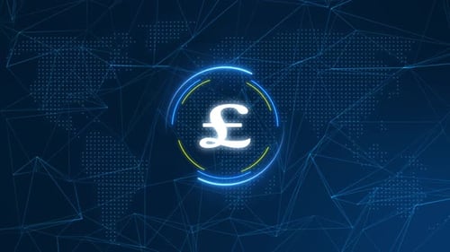 Glowing Pound Sterling Symbol in Futuristic Digital Network