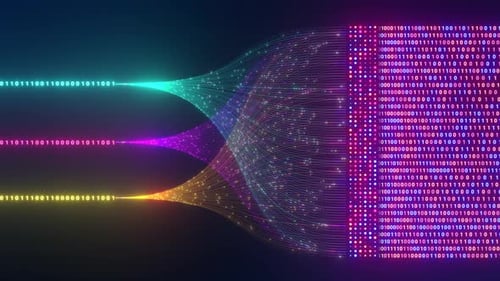 Arquitetura de rede colorida e computação em nuvem em tecnologia da informação de última geração, animação