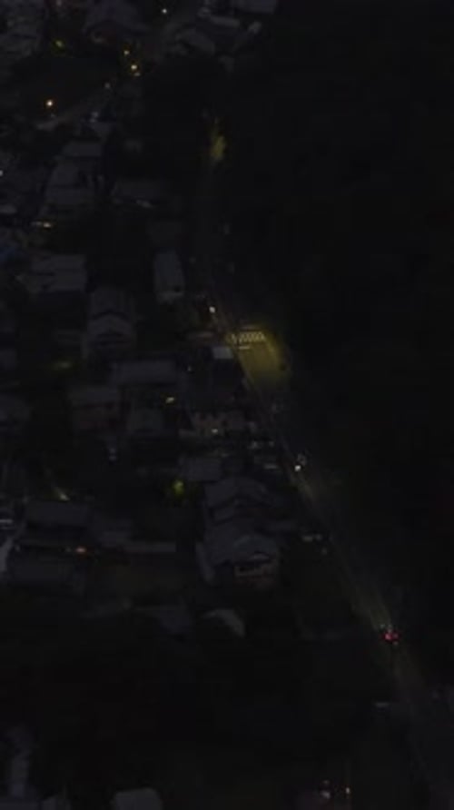 Vertical Aerial Over Urban Yase Neighborhood In Kyoto traffic city At Evening