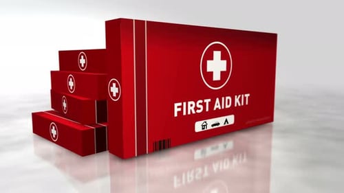 Erste-Hilfe-Set und Notfallbox abstraktes 3D-Konzept