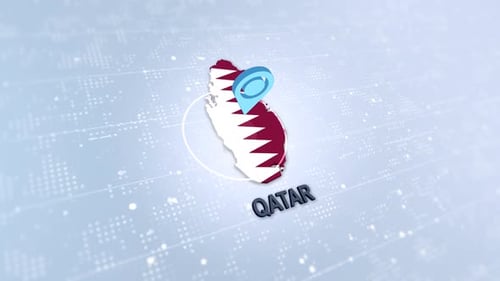 3D Animated Qatar Map with Flag and Location Pointer