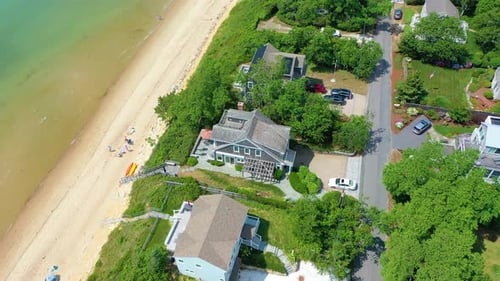Aerial Drone Showcasing Cape Cod Beach House
