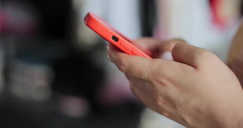 Hand of Woman Using Texting Mobile Phone or Chat Close Up of Woman Hand Technology Communication