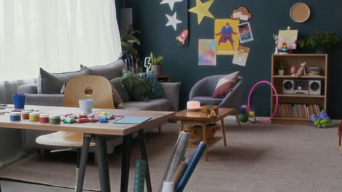 Creative Supplies in Child's Colorful Room