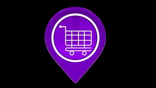 Animated 3D Shopping Cart Location Pin Icon