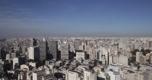 Foto panorâmica de topos de edifícios em São Paulo, Brasil