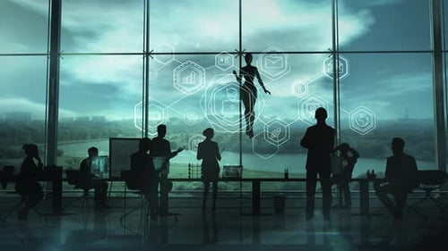 Corporate Business Data Network Animation with Icons