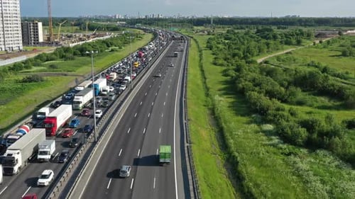 City traffic jam on highway