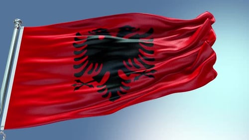 Vidéo du drapeau albanais ondulant dans le vent, drapeau albanais, vague, boucle ondulant en cas de victoire