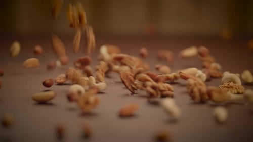 Ernährungshintergrund für Snacks aus frischer, gesunder veganer Nussmischung