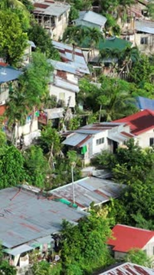 Aerial shot of Cebu City in the Philippines. Vertical Video.