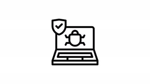 Animated Laptop Cybersecurity Scan Icon
