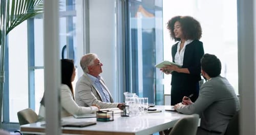 Business Presentation Meeting in Bright Modern Office