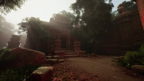 Large Stone Building Beside Lush Green Forest