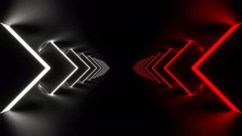 Red And White Neon Futuristic Metaverse Tunnel Background Vj Loop l 4K