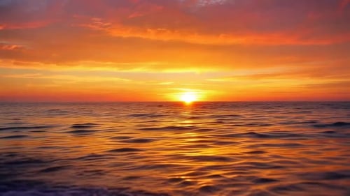 Golden Sunset Over Ocean Waves on Tropical Beach Background