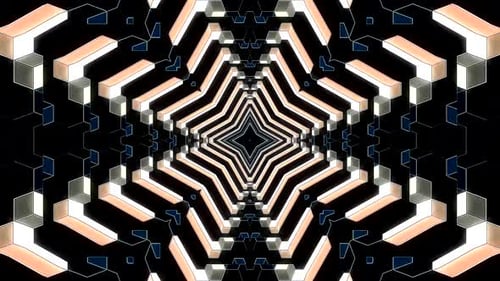 Abstrakter Hintergrund, der Streifen bewegt und mit leuchtenden Lichtpunkten blinkt. Animation mit Kreisen
