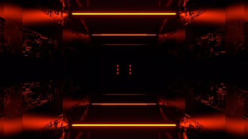 Red And Orange Sci Fi Strobe Light Beams Tunnel Background Vj Loop I 4K
