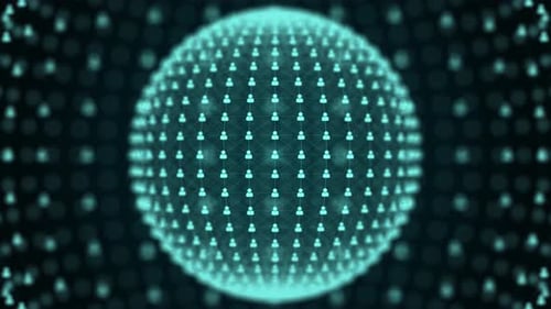 Futuristic Social Network Sphere Animation – Blue Digital User Connectivity Globe Loop