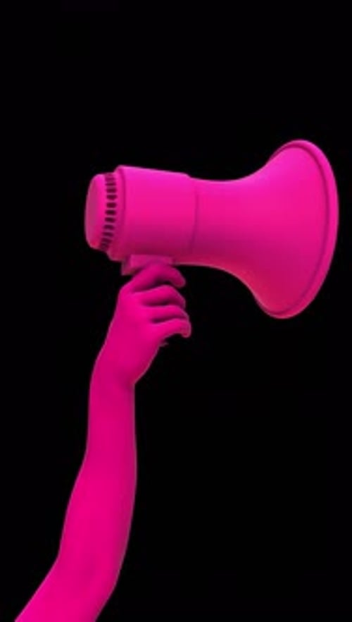 Hand Holding Megaphone With Alpha 04