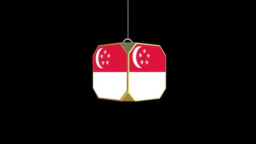 3D Singapore Flag Rotating Geometric Lantern Animation