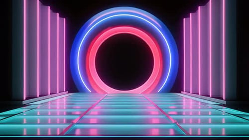 Podium Futuristische Vitrine mit Plattform für Produktausstellungen. Leeres modernes Bühnendisplay