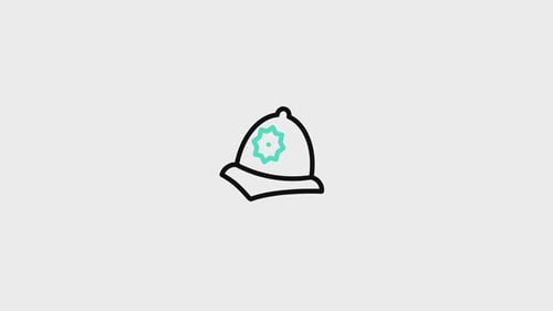 Minimalist Animated Police Officer Hat Outline Icon