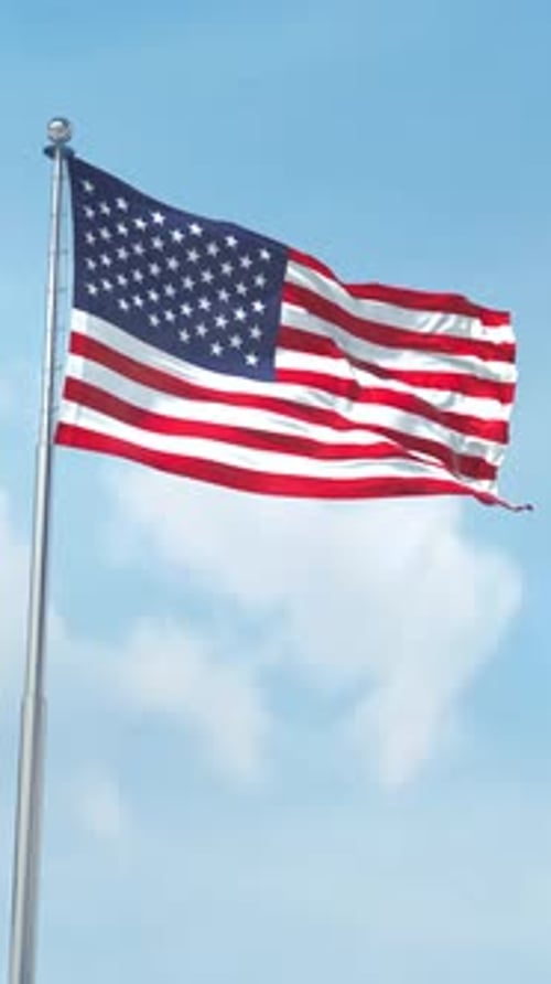 United States Vertical Flag With The Sky