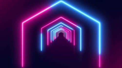 Neon Lights Hexagon Tunnel 01840