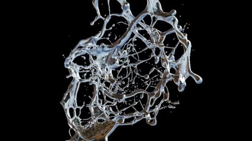 Abstract Silver Fluid Splashing and Morphing Effect