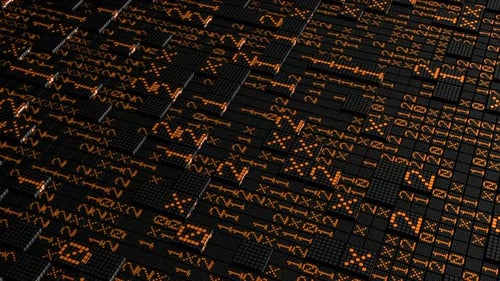 Background with surface of squares and code