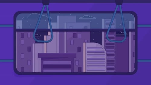 Animation de dessin animé intérieur de la ligne de fenêtre du métro