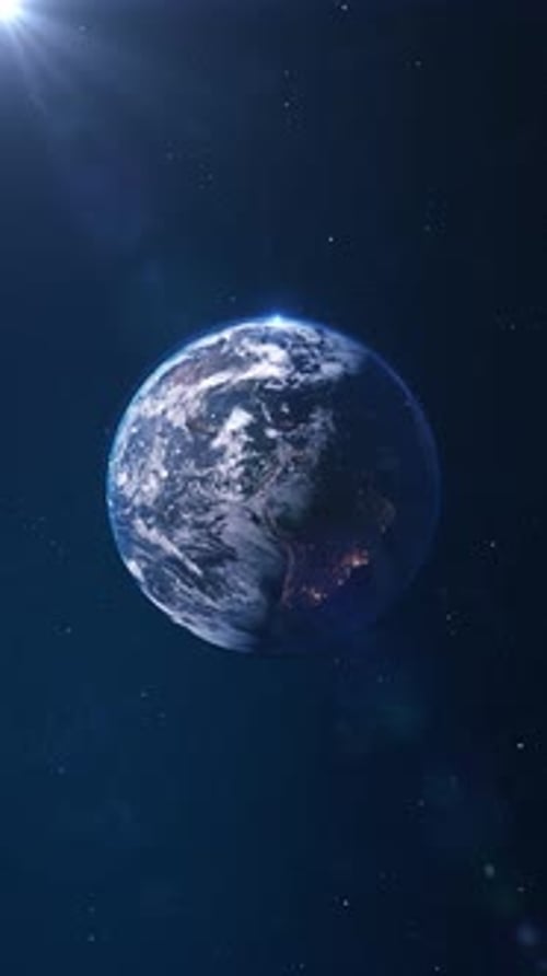 Planet Earth As Seen From Space With Stars Background Realistic Planet Earth Outer Space View