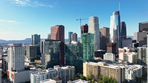 Panorama of Los Angeles Los Angeles Skyline Drone Footage City of LA From Drone View Downtown Los