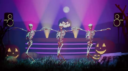 Lustiges Skeletttanz auf dem Friedhof 2 Halloween-Konzept