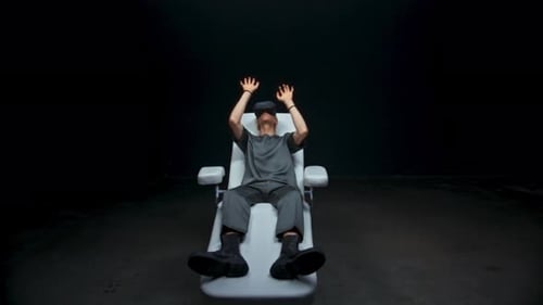 Man Wearing VR Headset Experiencing Virtual Reality