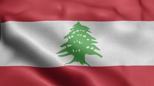 Lebanon National Flag Waving in the Wind