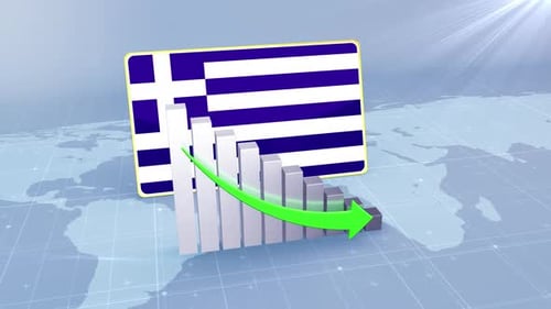 Greece Economic Decline Bar Chart Graph Downward Green Arrow